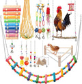 14PCS Chicken Toys for Coop Accessories - Longer Chain Chicken Swing, Chicken Toy for Hens in Coop, Chicken Perch Mirror Toy with Bells, Add Fun Toys for Chickens