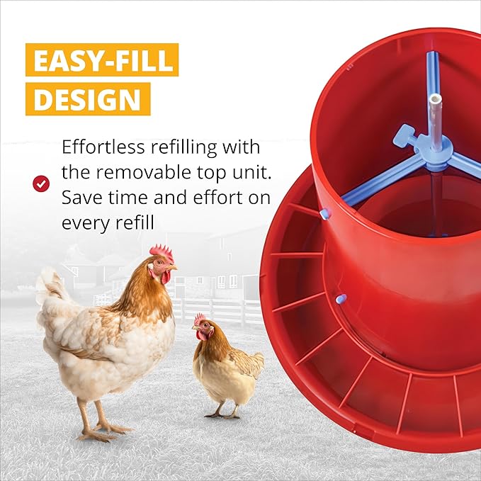 Stromberg's 50 lb Rain Shield Feeder, Large Capacity Range Feeder, Durable One-Piece Plastic Lid and Shield, Easy-Fill Design, Feed-Saving Grill, 24" Overall Height, 22" Pan Diameter