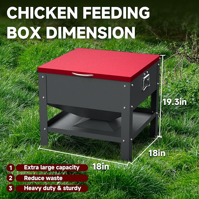 80 LBS Automatic Chicken Feeder, Heavy Duty Galvanized Metal Poultry Feeder for Ducks Turkeys, Weather-Resistant & Rat-Resistant No Waste Chicken Feeder