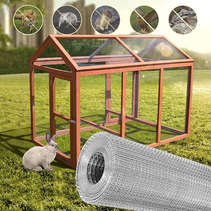 Hardware Cloth 1/4 inch 8" x 33 ft, Galvanized 23 Guage Wire Hardware Mesh, Welded Chicken Wire Fence Fencing Roll for Chicken Coop Wire, Rabbit Cage Wire, Poultry and Animal Cage Netting Screen