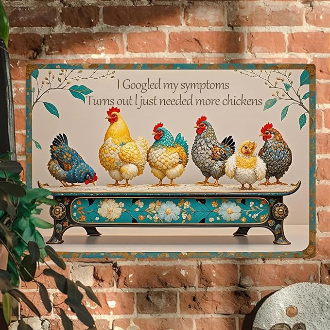 Chicken Metal Tin Sign Vintage Retro Poster Wall Art Chicken Decoration for Chicken Coops Farms Yard Home Bar Cafe Garage or Office - Thoughtful Chicken Gift Idea