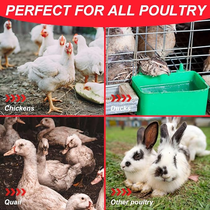Tanlade 100 Pack Chicken Water Nipples Horizontal Automatic Chicken Waterer Nipples with Drill Bits, Gaskets & Wing Nuts for Chicks, Ducks, Quails, Hens & Poultry Coop Farm Use
