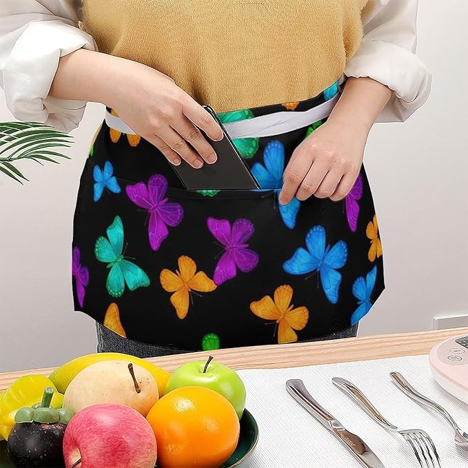 Short 3 Pockets Waist Waiter Waitress Half Apron Waterproof Chef Aprons
