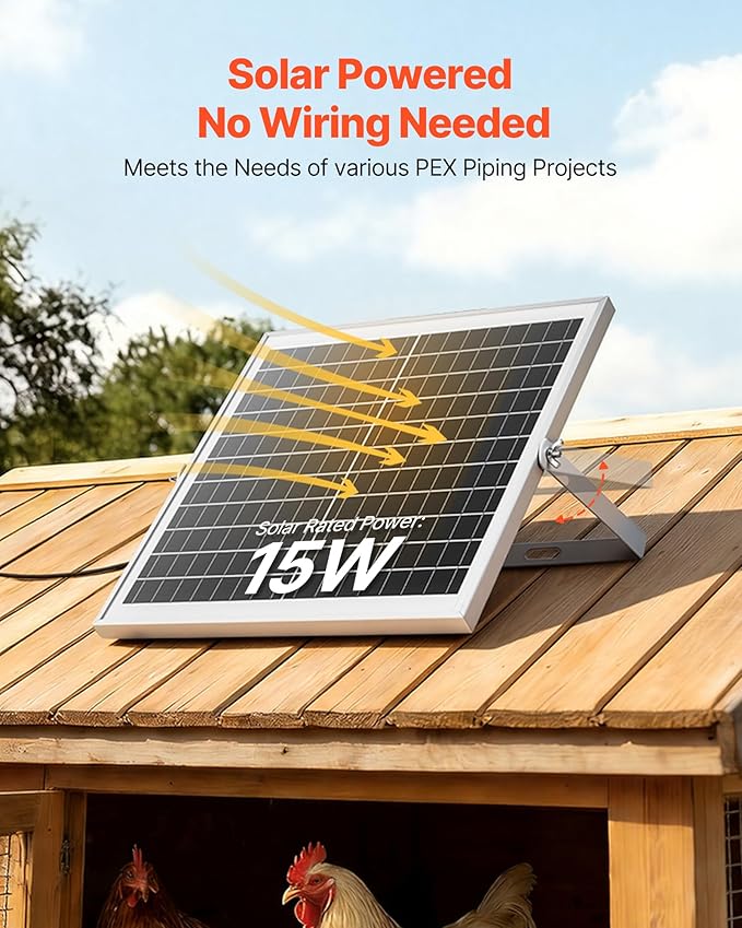 VEVOR Solar Powered Fan, 15W Solar Panel with 2 Fans, Adjustable Solar Panel Angle, 2668 RPM High-Speed, Flexible Installation, Fast Air Exchange for Greenhouse, Grow Tents, Chicken Coops, Shelters