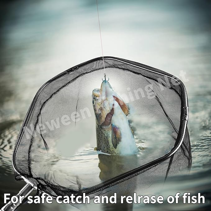 Neween Fishing Net, Foldable Collapsible Telescopic Fish Landing Net, Durable Nylon Material Mesh Landing Net for Easy Catching or Releasing for Trout