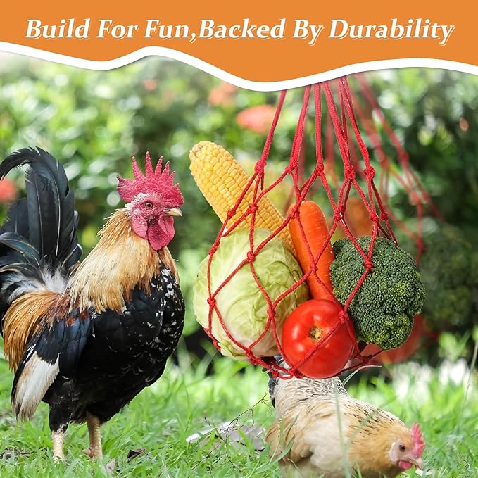 3 PCS Hanging Chicken Feeder for Vegetable Fruit,Chicken Foraging Toy with Stainless Steel Hook,Treat Dispenser Poultry, Hens, Duck