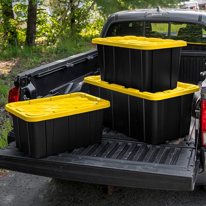 Sterilite 24-Pack Industrial Tote, Plastic Storage Container Bins with Lids, 17 Gallon - Heavy-Duty Organizing Containers for Closet, Bathroom, and Office