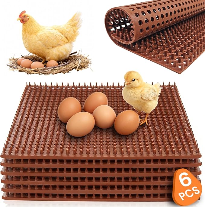 INNOLAND 6 Pack Chicken Nesting Pads, Reusable Nesting Pads for Chicken Coop, 12"x12" Plastic Laying Box Pads, Washable Nesting Box Pads for Chicken Coop Accessories