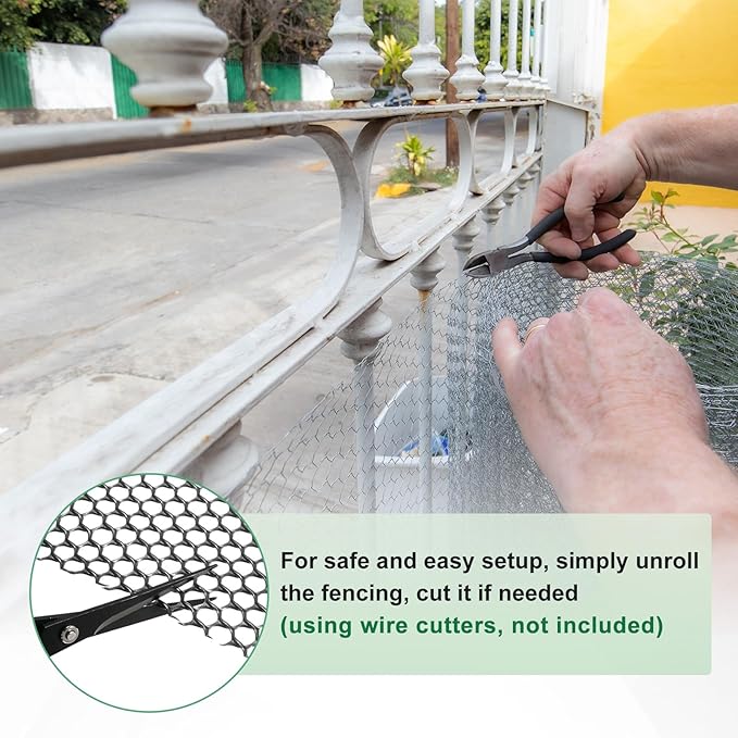 1-Pack Floral Chicken Wire Mesh, 15.7 in x 9.8 ft Plastic Hexagonal Chicken Wire Fencing with 50 Garden Ties for Poultry Netting/Garden/Plant Protection [Black]