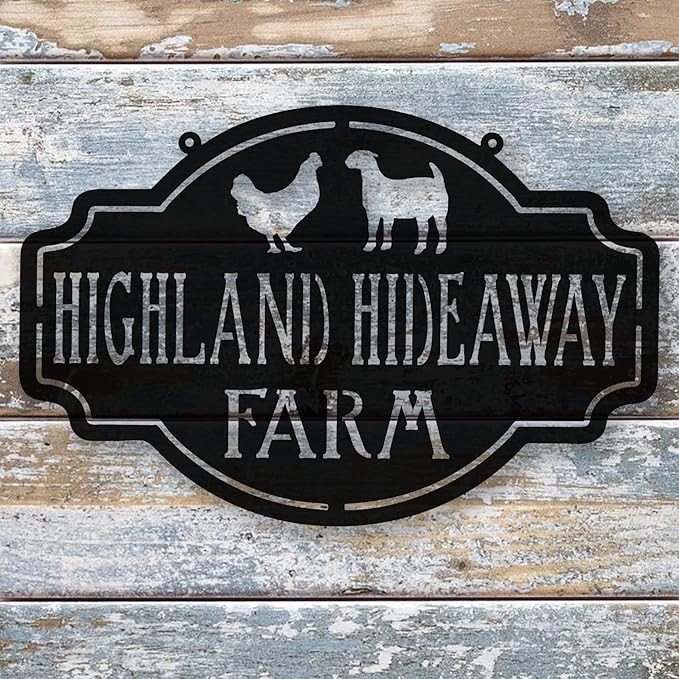 Farmhouse Style Custom Chicken Coop Metal Sign Hen House Name Plaque Rustic Barnyard Wall Hanging Decoration Personalized Poultry Backyard Art Unique Gift for Farmers Homesteaders and Chicken Keepers