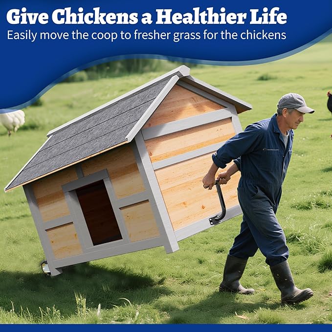 Mobile Chicken Coop Wheel Kit, Chicken Tractor Wheels and Lifting Handle, Chicken Cage Wheels for Portable Poultry Mobilization, Easy-Move Chicken Coop Accessories for Self Design