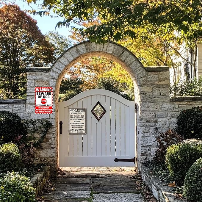 Beware Of Dog Signs For Fence Funny Metal Tin Sign Beware Dog Warning Signs For Property For Yard Do Not Enter Outdoor No Soliciting For House No Trespassing Sign 12x8 Inch