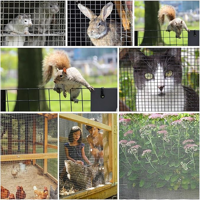 Black Hardware Cloth 4'' x 10' PVC Steel Vinyl Coated 1/2 inch Galvanized Wire Mesh Roll (19 GA) Chicken Wire Fence Roll, for coop Fences,Screen mesh, Rabbit/Snake Fences, Poultry enclosures, etc.