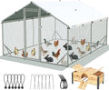 Quictent Large Metal Chicken Coop Run for 20+ Poultry with Nesting Box, Side Hardware Cloth & Cover, Advanced Series Outdoor Walk-in Cage Hen Duck Rabbit Dog Pen Yard Farm House, 12x9x6.6FT