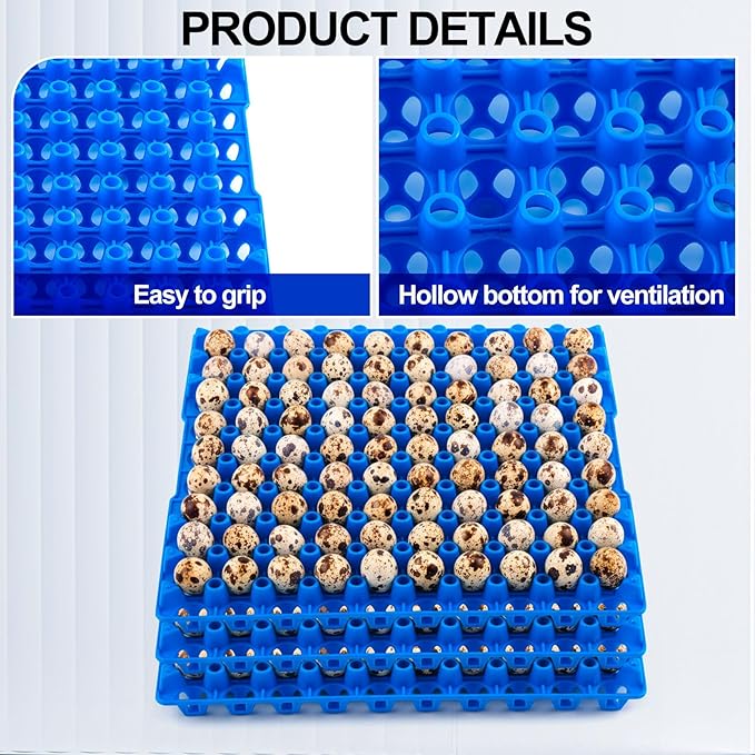10 Pcs 90 Egg Plastic Trays Quail Egg Flats Holder for Quail Pigeon Dove Bird Flat Carton (Blue)