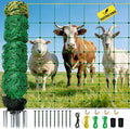 Electric Fence Netting, 164'L x 49.6" H Movable Livestock Nets for Sheep, Hogs, Cattle, PE Net Fencing Kit with 14 Posts Double Spiked, Electric Fencing for Backyards, Homesteaders, Farms Ranches