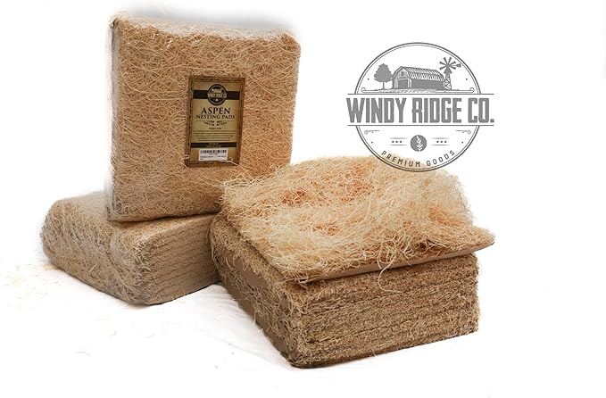 Natural Chicken Nesting Pads - 10 Pack - Aspen Excelsior Bedding Hen Nest Box Liners - USA Made - 13" x 13"