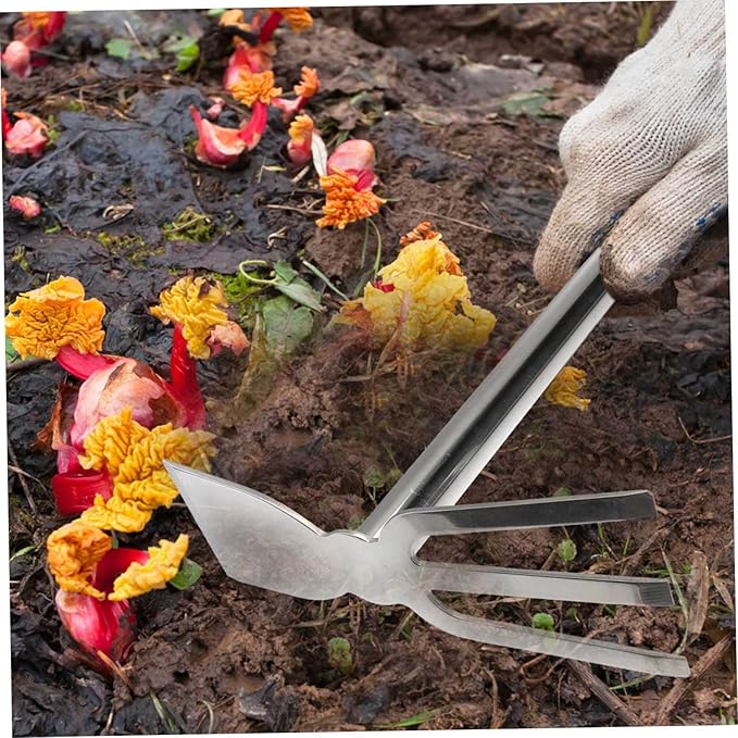 1piece Stainless Steel Handheld Weeding Hoe Multi-Functional Cultivator Tool for Gardening Planting and Weeding Lightweight and Garden Rake for Vegetable Farms and