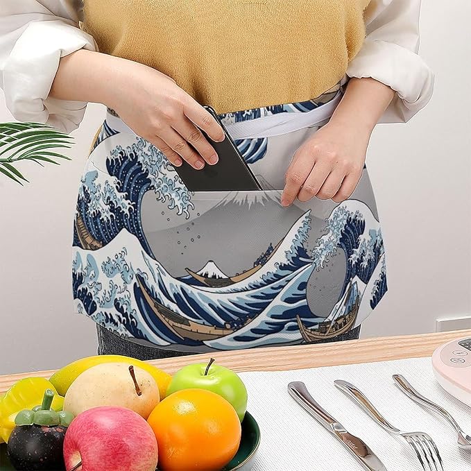 Short 3 Pockets Waist Waiter Waitress Half Apron Waterproof Chef Aprons