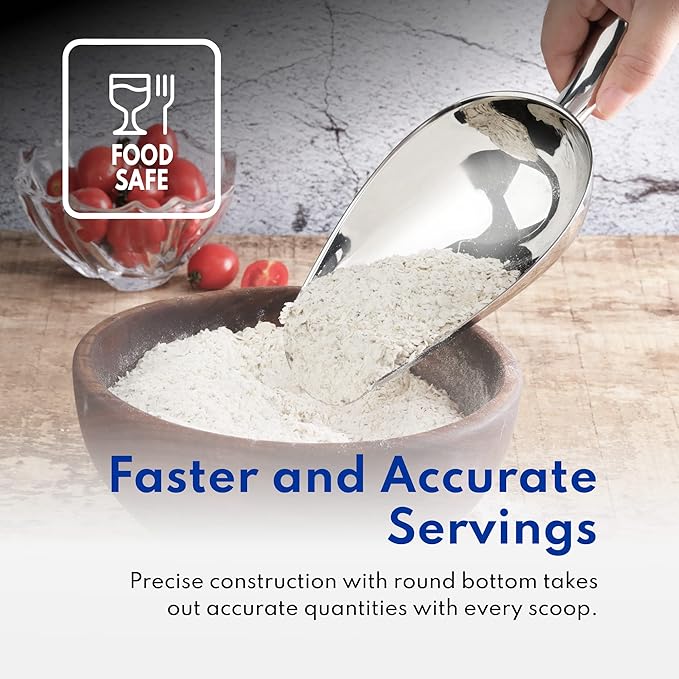 New Star Foodservice 1028546 Stainless Steel Bar Ice Flour Utility Scoop, 36-Ounce