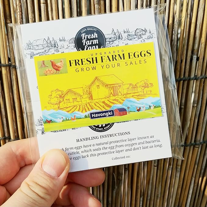 100 Pack Premium Fresh Farm Eggs Handling Instructions Care Accessories Cards Labels | Egg Blank Cartons 4 6 12 15 18 30 48 50 Count Basket Box Container Storing Extra Organizer -M09CH100