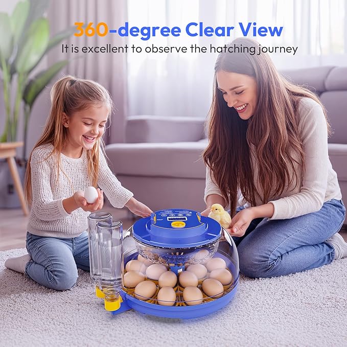 18 Egg Incubator with Automatic Egg Turning and Humidity Control, Incubators for Hatching Eggs, Chicken, Ducks, Goose, Pigeon, Quail, Parrot Incubator for Farm, Lab, Home