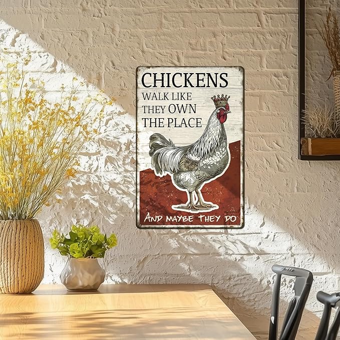 Vintage Chicken Coop Metal tin sign decor, Rustic Farmhouse Funny Chickens sign Wall Art, Father`s day gifts,tinsigns, 8x12 Inches tinsign, Humor Gift for Home, Kitchen, Farm, Coop, Country Style