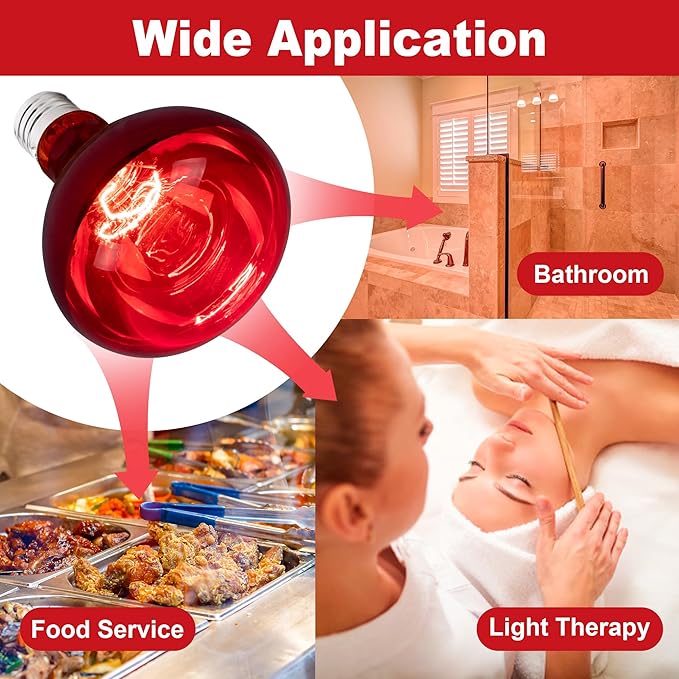 250 Watt Heat Lamp Bulbs for Chicks, R40 Heat Lamp for Chickens, Infrared Heat Bulbs for Brooder Heater, 250W Incandescent Heat for Pet, Bathroom, Food (2 Pack)