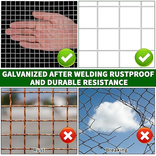 19 Gauge Hardware Cloth 1/2 Inch 48x100 Ft – Vinyl Coated Galvanized Steel Mesh | Silver Chicken Wire Fence for Garden, Poultry Netting, Rat Wire & Snake/Tree Guard，Silver