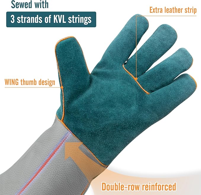 BEETRO 932℉ Heat Resistant Forge/Mig/Stick Welding Gloves for Oven/Grill/Fireplace/Furnace/Stove/Pot Holder/Wood Burner
