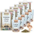Mile Four Organic Baby Chick Feed Kit | Feeds 10 Baby Chickens for 8 Weeks | Organic, Non-GMO, 21% Protein Chicken Feed (115 lb) + Chick Grit (20 lb)