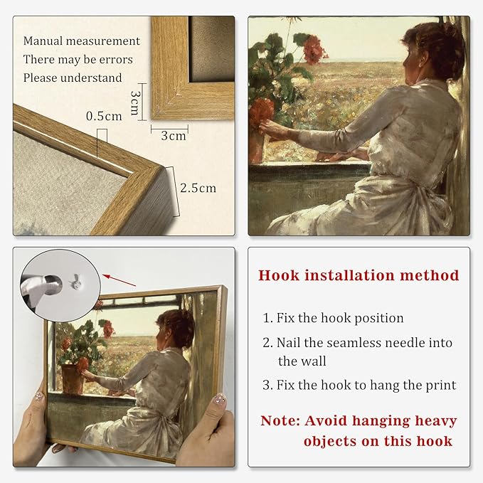 Farmhouse Women Painting Retro Landscape Artwork Women Portrait Art Victorian Wall Art Flower in Vase Painting Vintage Woman Picture Nature Scenery Artwork Window View Farmhouse Wall Art 8x10in Framed