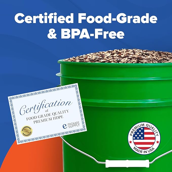 5 Gallon Bucket Only | Made in USA | Food Grade | Durable 90 Mil All Purpose Pail | BPA Free | Premium HPDE | Easy Stack and Store | Lids Not Included (Green, 3)
