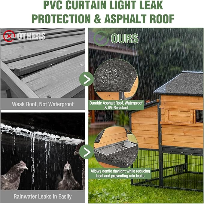 GUTINNEEN 85.6" Large Chicken Coop with Run for 6-8 Chickens, Heavy Duty Chicken Tractor with Wheels, Wooden Chicken House with Reinforced Steel Frame, Nesting Box & Pull-Out Metal Tray