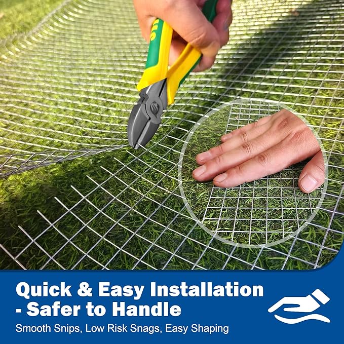 Galvanizing Hardware Cloth, Chicken Wire Mesh 1/2 inch 48in x 50ft, Chicken Wire Fence Rolls for Garden Plants, for Chicken Coops and Pet Fences Heavy Duty Cutting Pliers and Gloves