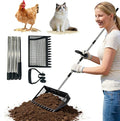 Funvalley Surperfect Chicken Poop Scooper & Rake 2-in-1,Long Handle Sifting Scoop for Coop Cleaning, Chicken Coop Cleaning Tool for Sand, Bedding & Poultry Habitat Supplies