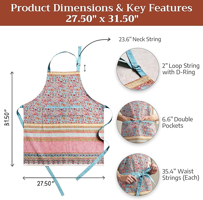Maison d' Hermine 100% Cotton Apron for women with Pocket Kitchen Chef Apron for Men Cooking Easter Decorations