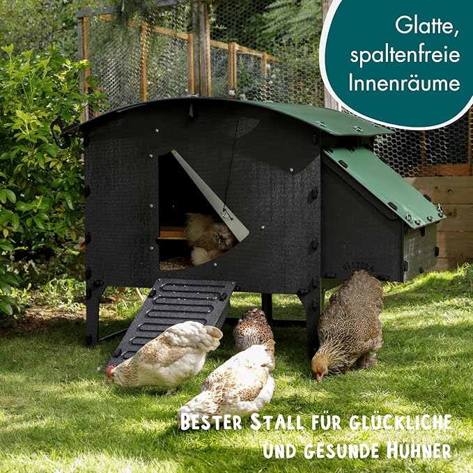 Plastic Chicken Coop 25yr Lifespan - Large Lodge Chicken Coop for 8 Chickens Or 15 Bantams | Suitable for Large Hens & Ideal for Broody Chickens & Chicks | Low Hen House for Poultry with Nesting Box
