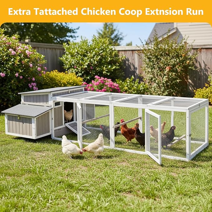 Chicken Coop for 1-3 Chickens, Wooden Hen House with 4 Nesting Boxes, Openable Waterproof Roof & Pull-Out Tray, Outdoor Poultry Cage Rabbit Hutch Duck House with Window