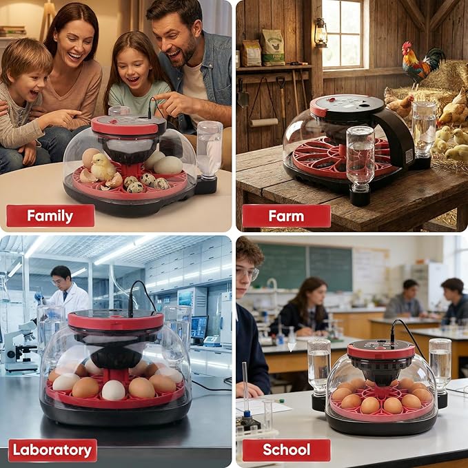 Smart Egg Incubator with WiFi APP & 1080P Camera | Auto Egg Cooling & Turner for High Hatch Rate | 18-24 Egg Capacity with Humidity Control & 360° View for Hatching Chicken/Duck/Quail