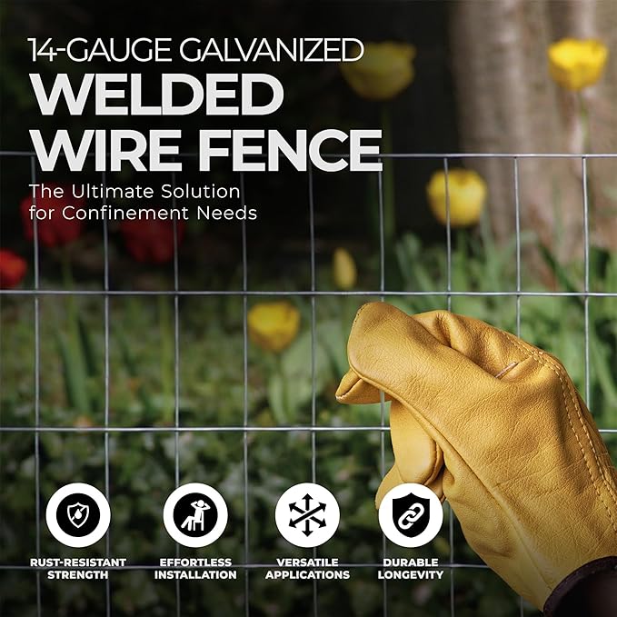YardGard Welded Wire 1X2 Inch Mesh 24 Inch X 25 Foot 14 Gauge Galvanized Steel Wire Fence Ideal for Animal Enclosures, Cage Wire, Property Protection, Garden Fence, Rabbit Fence, and Utility Fence