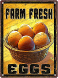 Vintage Farm Chicken Metal Sign Fresh Eggs Metal Poster Home Bathroom Kitchen Farmhouse Garden Coffee Retro Aluminium Sign Art Wall Decor Plaque 16x12 Inch