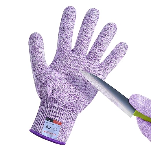 Cutting Gloves, 1 Pairs of Cut Resistant Gloves Food Grade, Cut Resistant Gloves for Kitchen, Oyster Shucking, Fish Fillet Processing, Carving Wood and Gardening(Small-Violet)