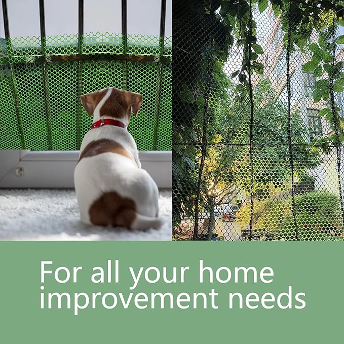 Pet Proof Barrier Net, Green Plastic Chicken Wire Mesh Fencing 15.7IN x 16.4FT, Balcony Cat Safety Net & Garden Snake Barrier, Heavy Duty Protection for Chicken Coops, Rabbit Hutches, Dog Kennels