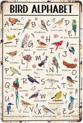 JOCASA Bird Alphabet Vintage Metal Poster Sign Decor-Retro Aluminum Metal Tin Sign for Home Wall Decor, Garden, Bedroom, Signs Gift,12''x 8''