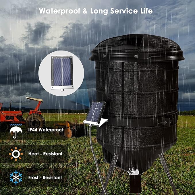 Solar Panel for Deer Feeder 6V Waterproof Outdoor Small Solar Battery Charger with an Adjustable Bracket Alligator Clip 6 Volt Deer Feeder Solar Panel