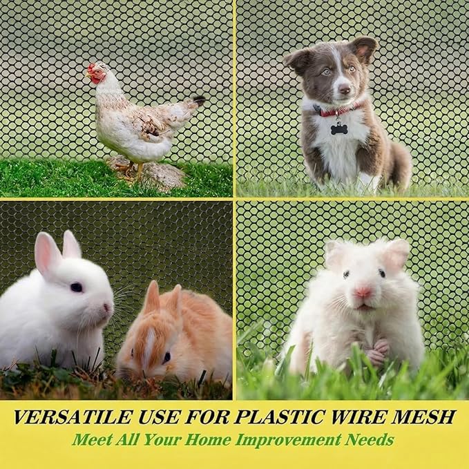 Plastic Chicken Wire Mesh Fence 15.7" x 33 ft, Quick-Install Chicken Wire Fencing Poultry Netting,Floral Netting Mesh Sheet Garden Snake Barrier, Balcony Barrier for Cats,Pet,Dogs,Rabbits