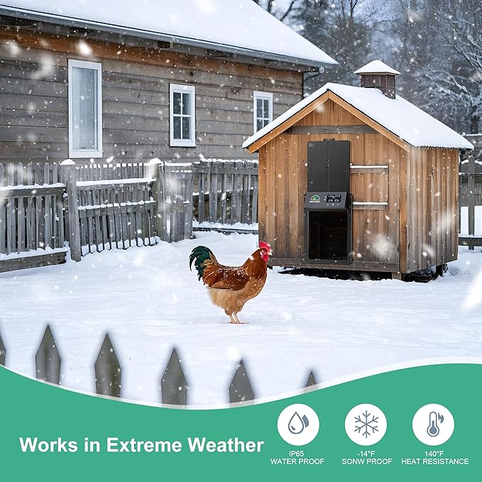 Automatic Chicken Coop Door,Multi-Modes for Chicken Door,Auto Chicken Coop Door with Anti-Pinch Feature,Automatic Coop Door with LCD Display,Run Chicken Automatic Door with Timer & Light Sensor