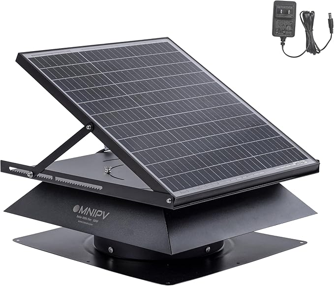 Smart Hybrid Solar Attic Exhaust Fan Pro–USA Engineered with German Tech, 2850 CFM 50W Solar Panel, 40-104℉ Thermostat, Cool & Dehumidify up to 4000 ft². Weatherproof Roof Vent for Home, Shed