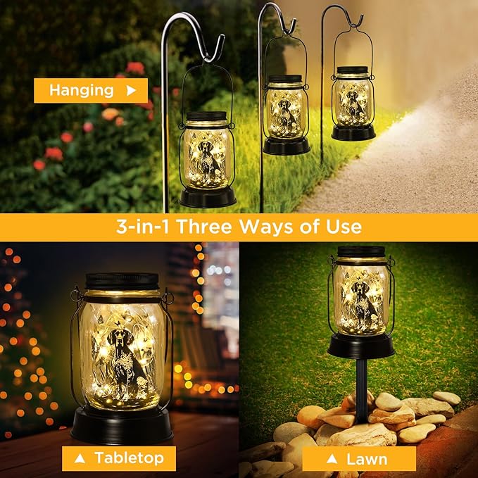 German Shorthaired Pointer Gifts for Women/Men, Pet Solar Lanterns German Shorthaired Pointer Lover Lantern Pet Loss Dog Memorial Lights Solar Garden Decoration for Yard,Patio,Torches Light Home Decor